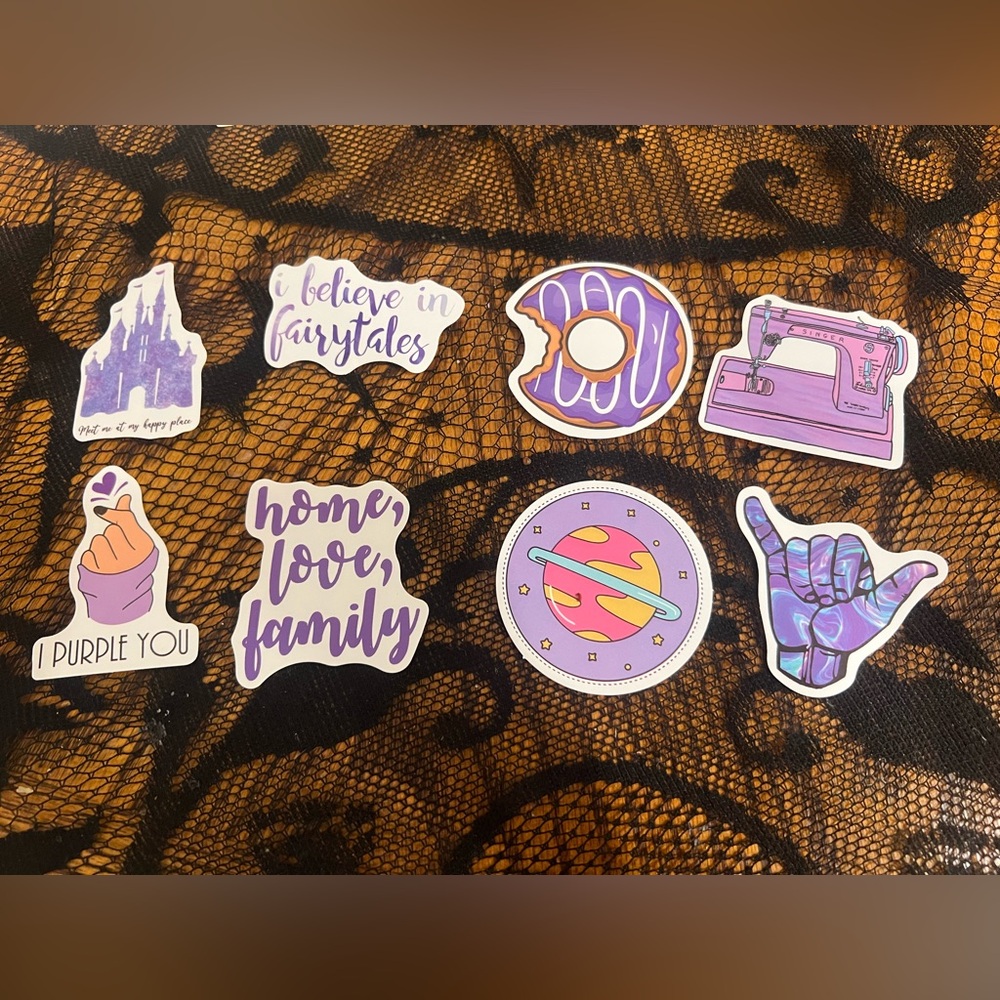 3 for $12 Colorful Sticker Set with Purple Designs